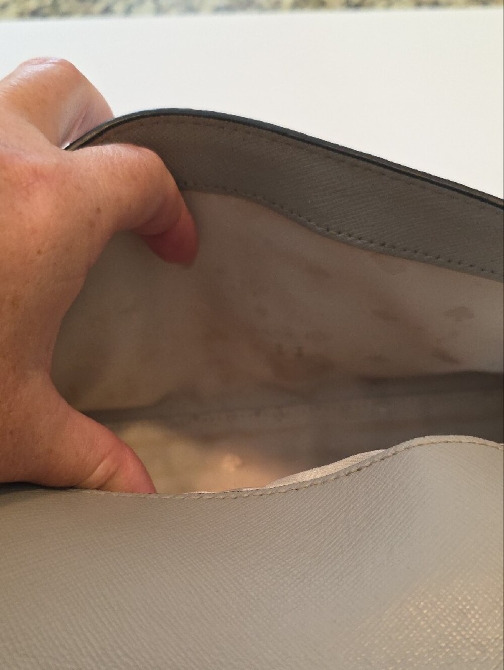 Kate Spade Carson Shoulder Bag Colorblock White Grey Saffiano Leather Minimalist - Picture 10 of 15